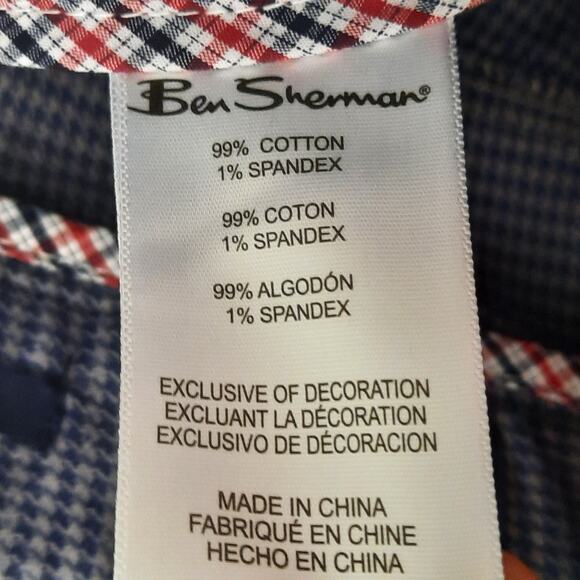 Ben Sherman Slim Fit Pants 30x30 Blue Houndstooth Stretch Mod Cotton Trousers - Picture 8 of 8